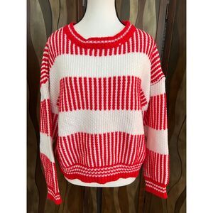 Vintage inspired Zaful cropped red and white sweater. Size XL.